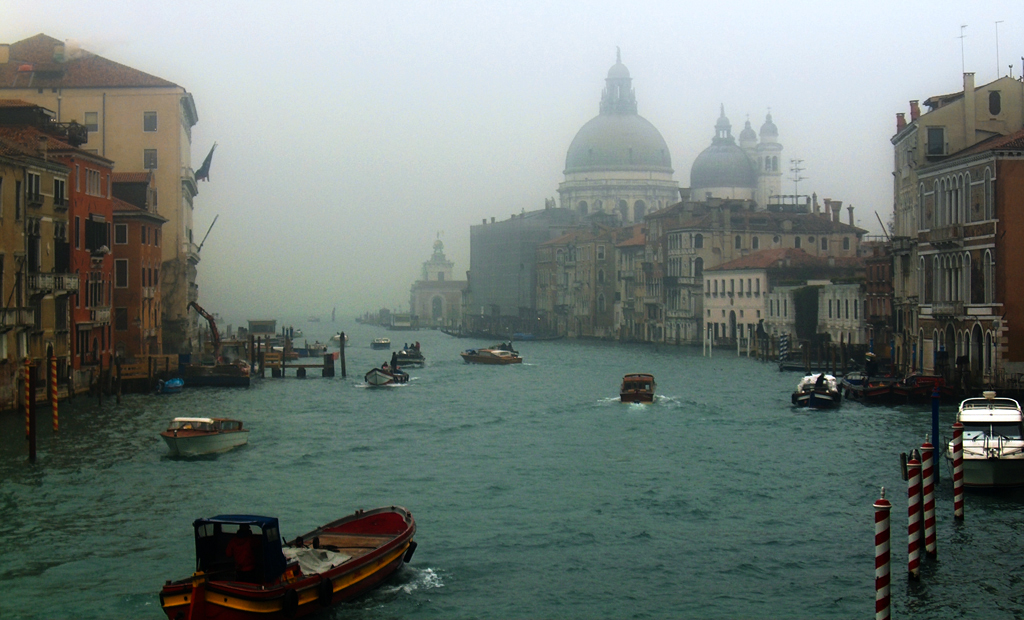 A misty morning on the Grand Canal, Venice